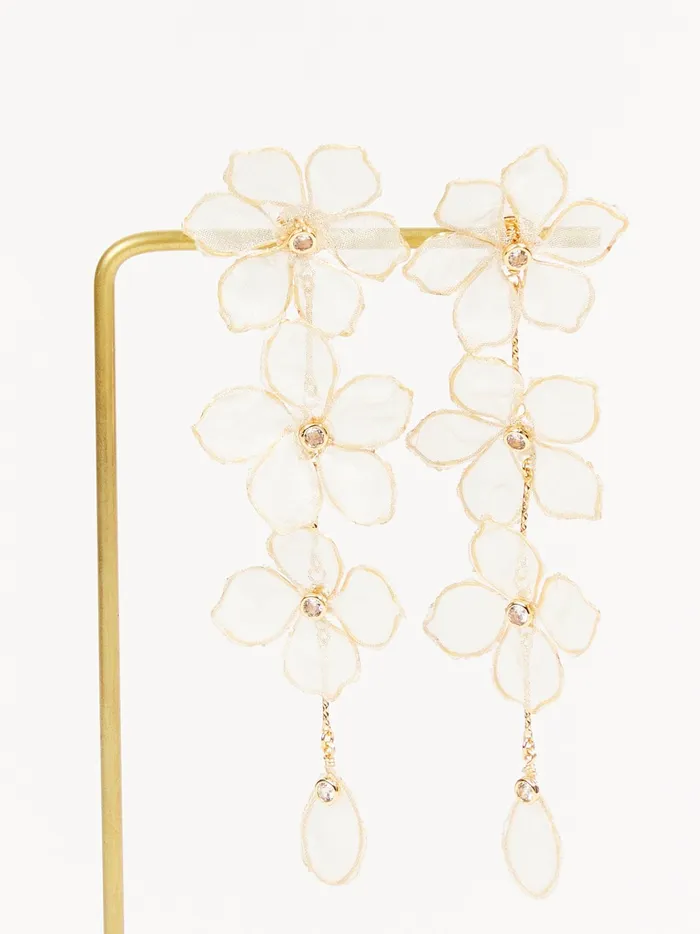 Women Altar039d State Jewelry Linear Mesh Flower Dangle Earrings Gold