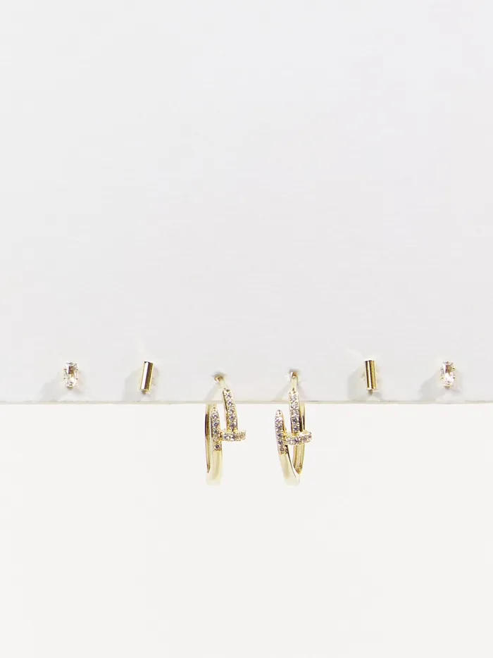 Women Altar039d State Jewelry Nail Wrapped Earrings Set Gold