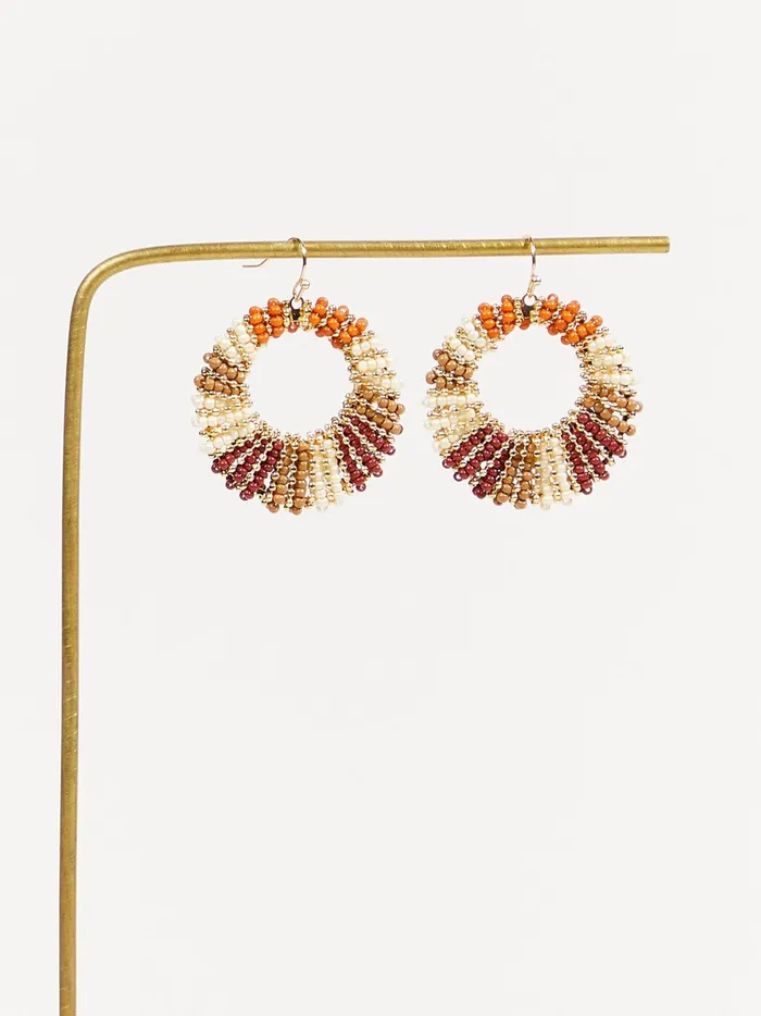 Women Altar039d State Jewelry Open Circle Dangle Earrings Brown