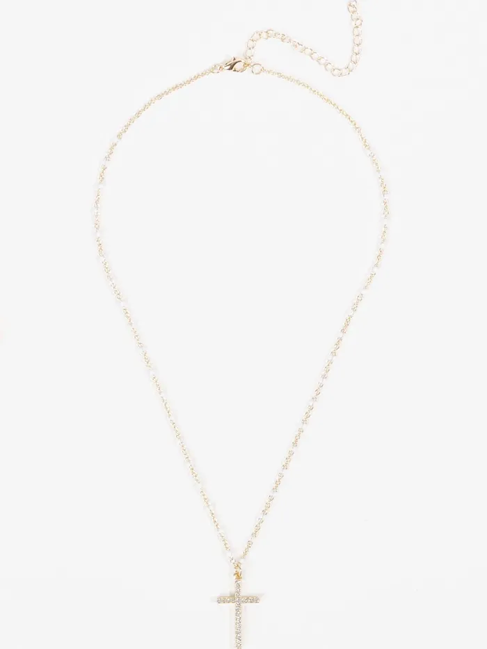 Women Altar039d State Jewelry Painted Chain Cross Necklace Whitegold
