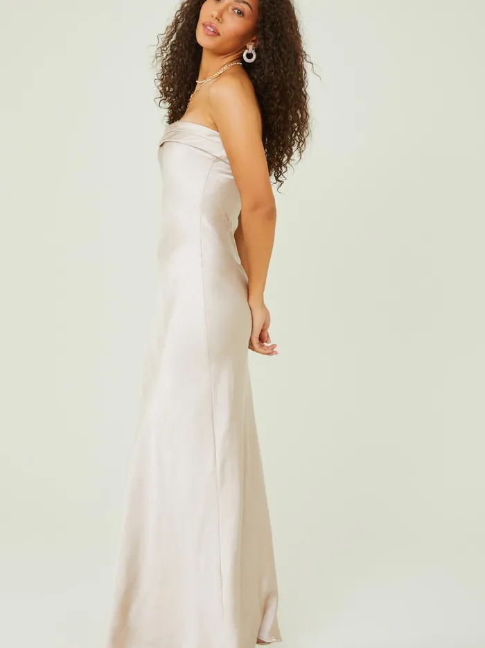 Women Altar039d State Maxi Midi Sloane Strapless Satin Maxi Dress Ecru