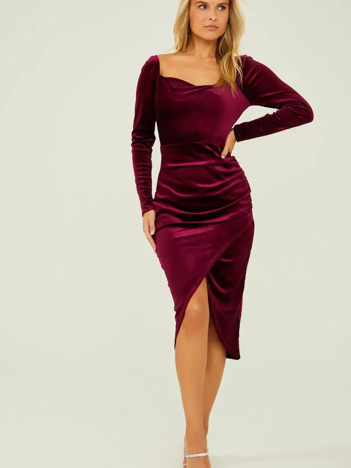 Women Altar039d State Maxi Midi Zia Velvet Midi Dress Burgundy