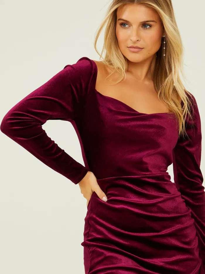 Women Altar039d State Maxi Midi Zia Velvet Midi Dress Burgundy