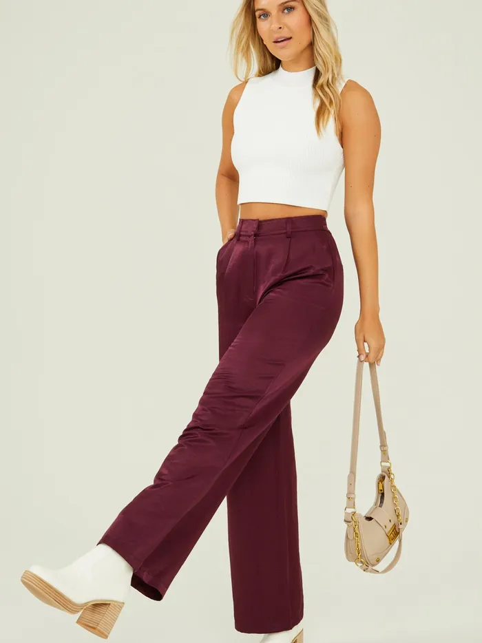 Women Altar039d State Pants Storm Satin Trousers Winetasting