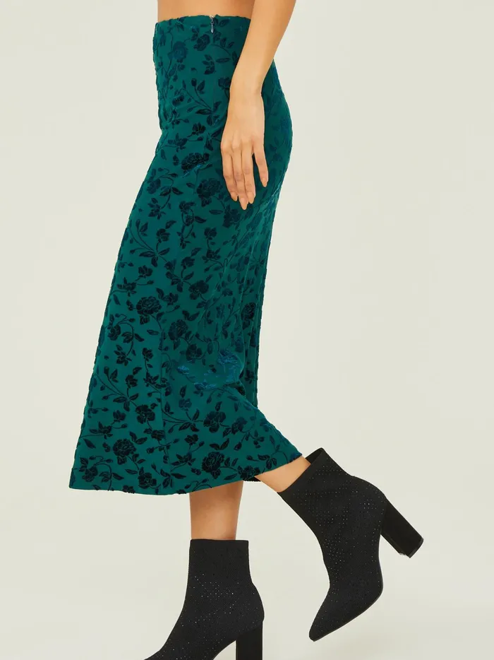 Women Altar039d State Skirts Skorts Alyse Floral Velvet Midi Skirt Forestgreen