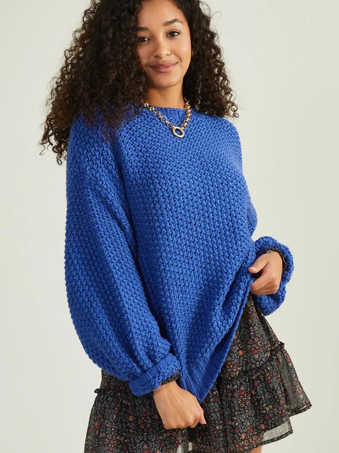Women Altar039d State Sweaters Imogen Chunky Tunic Sweater Royal