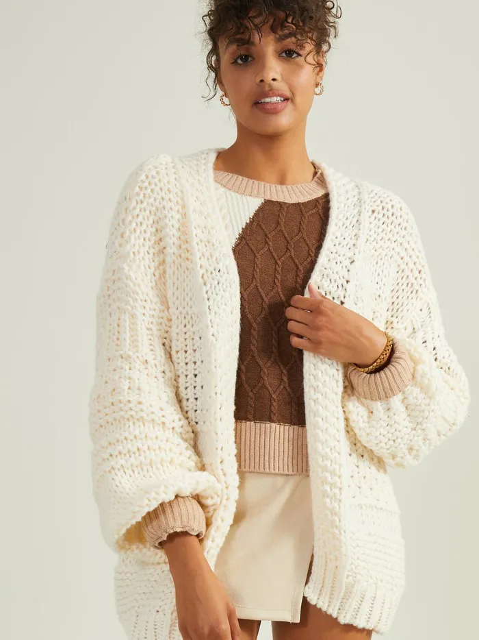 Women Altar039d State Sweaters Lillie Chunky Textured Cardigan Cream