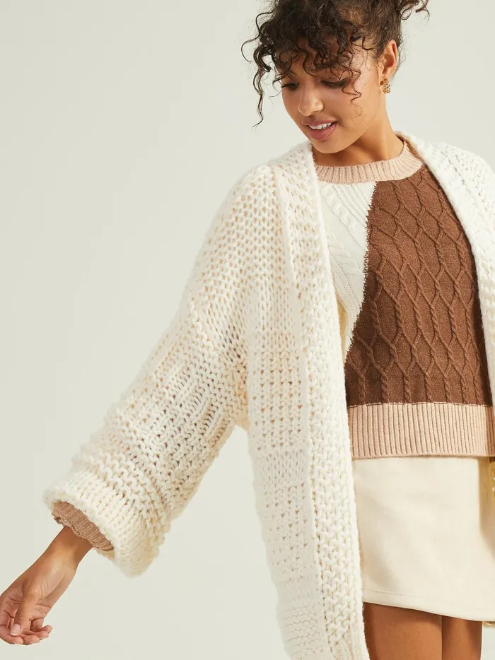 Women Altar039d State Sweaters Lillie Chunky Textured Cardigan Cream