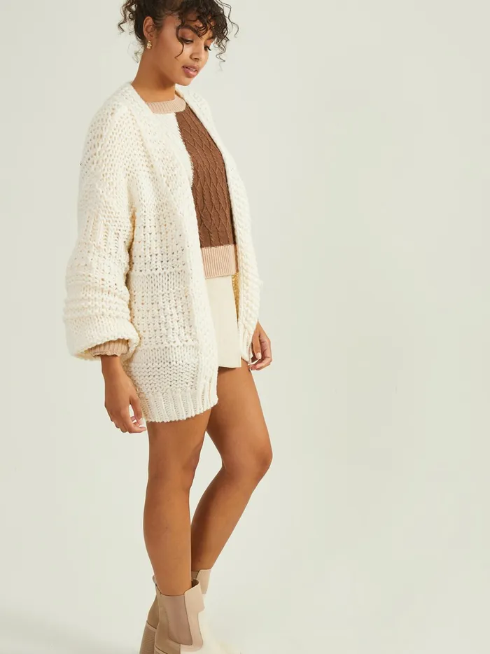 Women Altar039d State Sweaters Lillie Chunky Textured Cardigan Cream
