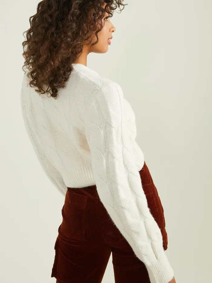 Women Altar039d State Sweaters Nevaeh Cable Knit Cardigan Ivory