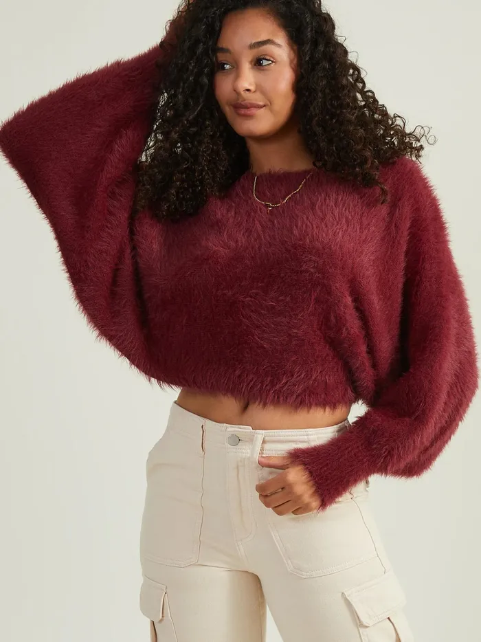 Women Altar039d State Sweaters Quinn Dolman Eyelash Sweater Wine