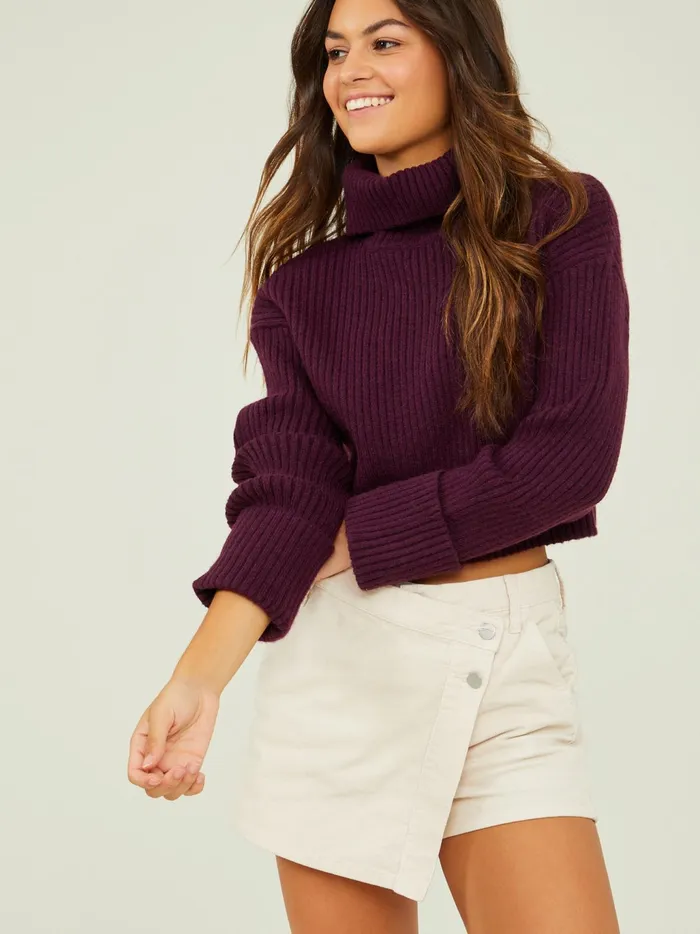 Women Altar039d State Sweaters Rue Cropped Turtleneck Sweater Winetasting