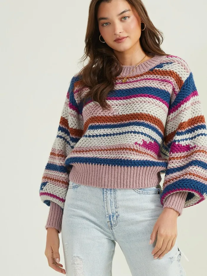 Women Altar039d State Sweaters Sierra Striped Sweater Magenta