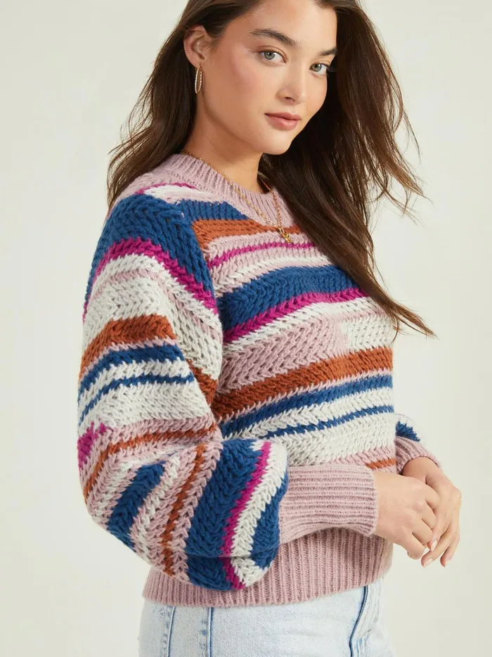 Women Altar039d State Sweaters Sierra Striped Sweater Magenta