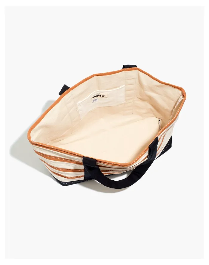 Women Anchal Striped Organic Cotton Canvas Tote Bag Camel Madewell Totes Women Anchal Striped Organic Cotton Canvas Tote Bag Camel Madewell Totes