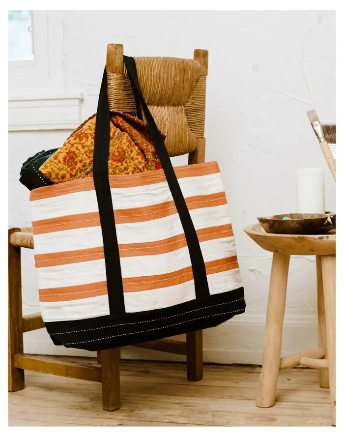 Women Anchal Striped Organic Cotton Canvas Tote Bag Camel Madewell Totes Women Anchal Striped Organic Cotton Canvas Tote Bag Camel Madewell Totes