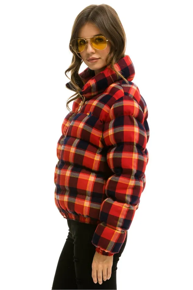 Women APRES PLAID PUFFER JACKET 8211 RUGBY PLAID Aviator Nation Women APRES PLAID PUFFER JACKET 8211 RUGBY PLAID Aviator Nation