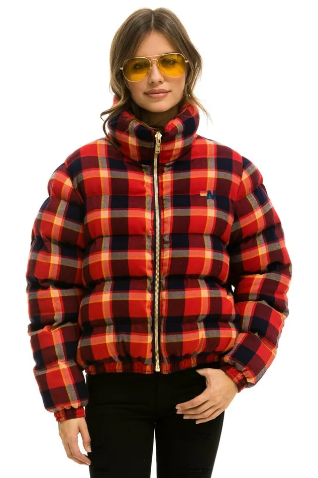 Women APRES PLAID PUFFER JACKET 8211 RUGBY PLAID Aviator Nation Women APRES PLAID PUFFER JACKET 8211 RUGBY PLAID Aviator Nation