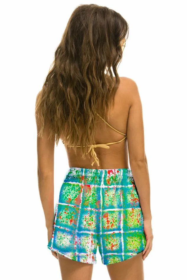 Women ARTIST COLLECTION WOMEN039S LOUNGER ZIP SHORT 8211 GREEN BLUE GRID Aviator Nation Shorts Women ARTIST COLLECTION WOMEN039S LOUNGER ZIP SHORT 8211 GREEN BLUE GRID Aviator Nation Shorts