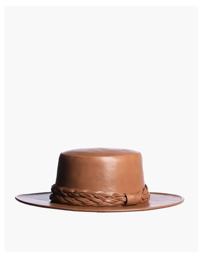 Women ASN Vegan Leather Cedar Tan Boater Hat Tan Madewell Hats Women ASN Vegan Leather Cedar Tan Boater Hat Tan Madewell Hats