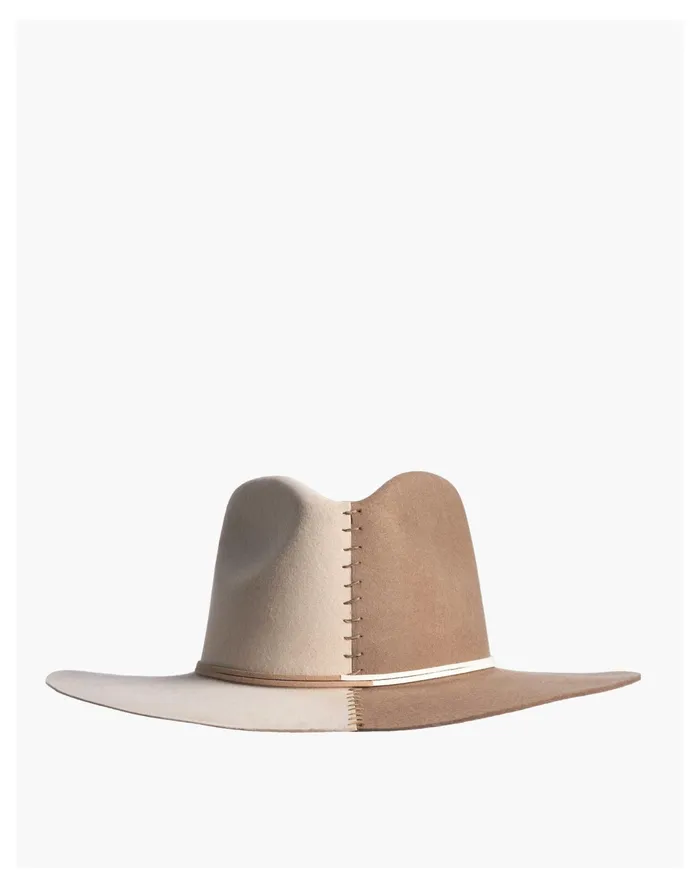 Women ASN Wool Felt Cruel Intentions Wide Brimmed Hat In Tan Colorblock Tan Madewell Hats