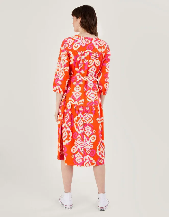 Women Aspen Wrap Dress In Linen Blend Orange Monsoon Dresses