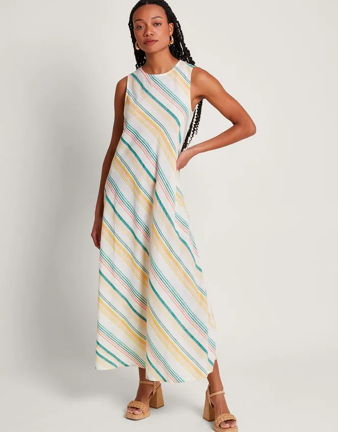 Women Aubree Stripe Dress Green Monsoon Dresses