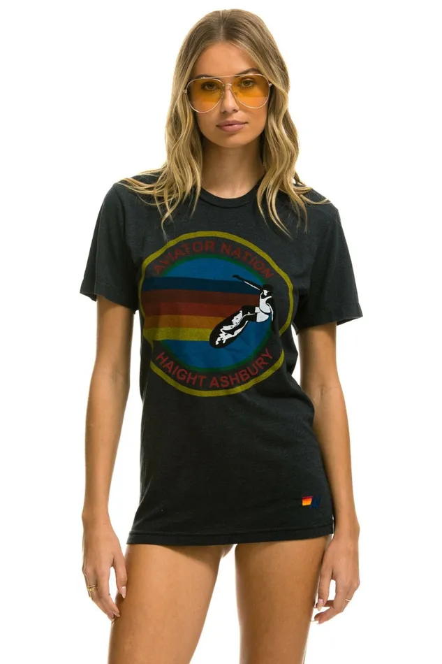 Women AVIATOR NATION HAIGHT ASHBURY TEE 8211 CHARCOAL Aviator Nation UnisexTees