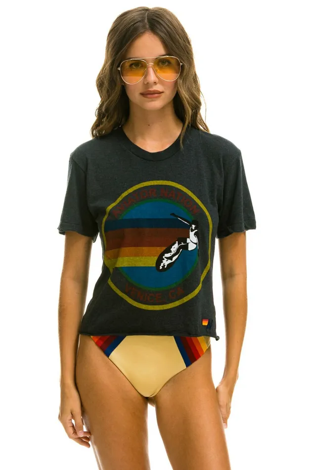 Women AVIATOR NATION LA JOLLA BOYFRIEND TEE 8211 CHARCOAL Aviator Nation UnisexTees