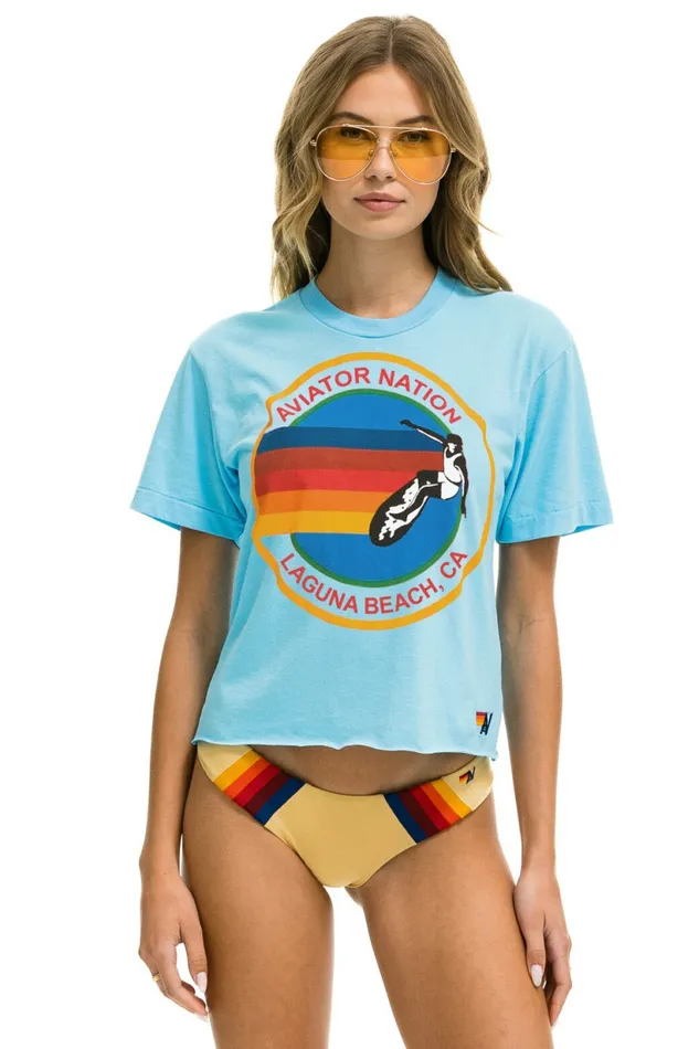 Women AVIATOR NATION LAGUNA BEACH BOYFRIEND TEE 8211 SKY Aviator Nation UnisexTees