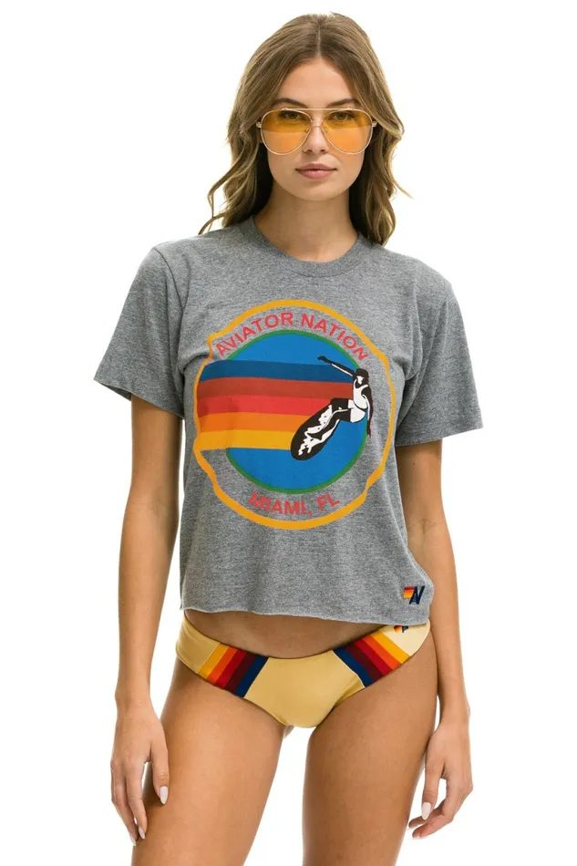 Women AVIATOR NATION MIAMI BOYFRIEND TEE 8211 HEATHER GREY Aviator Nation UnisexTees