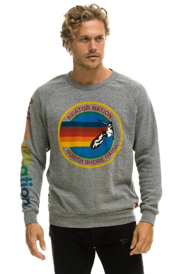 Women AVIATOR NATION NORTH SHORE SWEATSHIRT 8211 HEATHER GREY Aviator Nation UnisexCrewSweatshirt Women AVIATOR NATION NORTH SHORE SWEATSHIRT 8211 HEATHER GREY Aviator Nation UnisexCrewSweatshirt