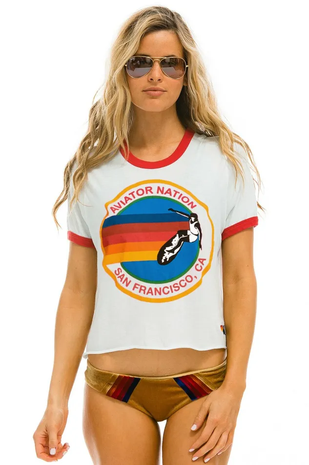 Women AVIATOR NATION SAN FRANCISCO BOYFRIEND RINGER TEE 8211 WHITE RED Aviator Nation BoyfriendTees Women AVIATOR NATION SAN FRANCISCO BOYFRIEND RINGER TEE 8211 WHITE RED Aviator Nation BoyfriendTees