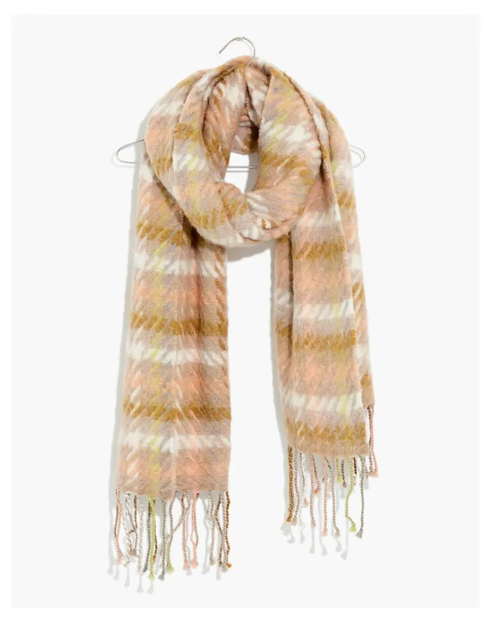 Women Barwell Plaid Oversized Scarf Ashen Silver Madewell Scarves and Capes