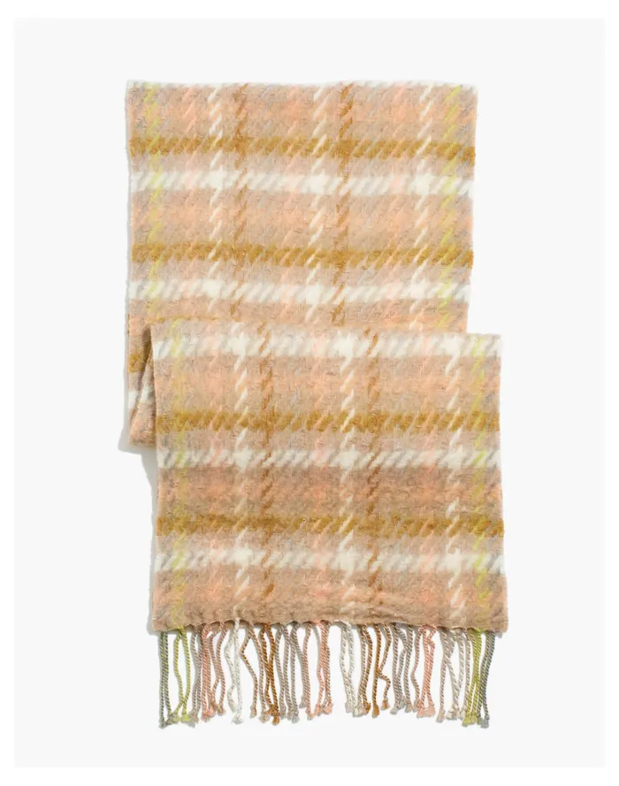 Women Barwell Plaid Oversized Scarf Ashen Silver Madewell Scarves and Capes Women Barwell Plaid Oversized Scarf Ashen Silver Madewell Scarves and Capes