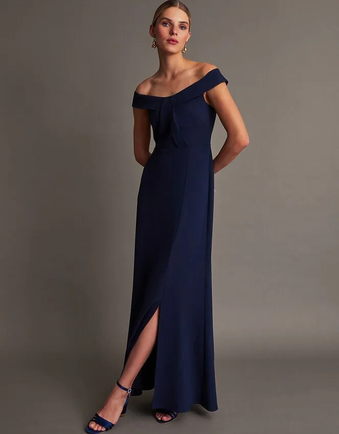 Women Beatrice Crepe Bardot Maxi Dress Blue Monsoon Occasionwear