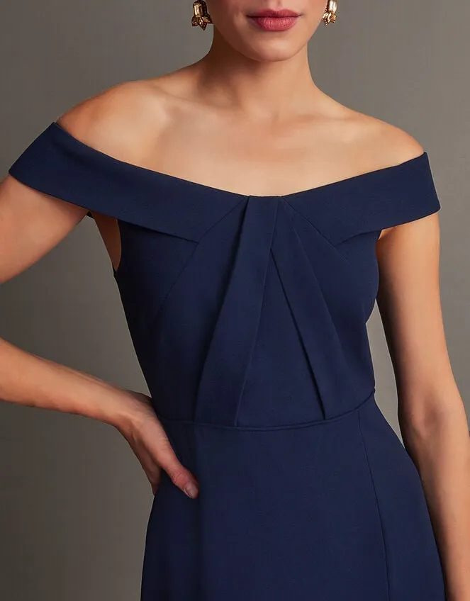 Women Beatrice Crepe Bardot Maxi Dress Blue Monsoon Occasionwear