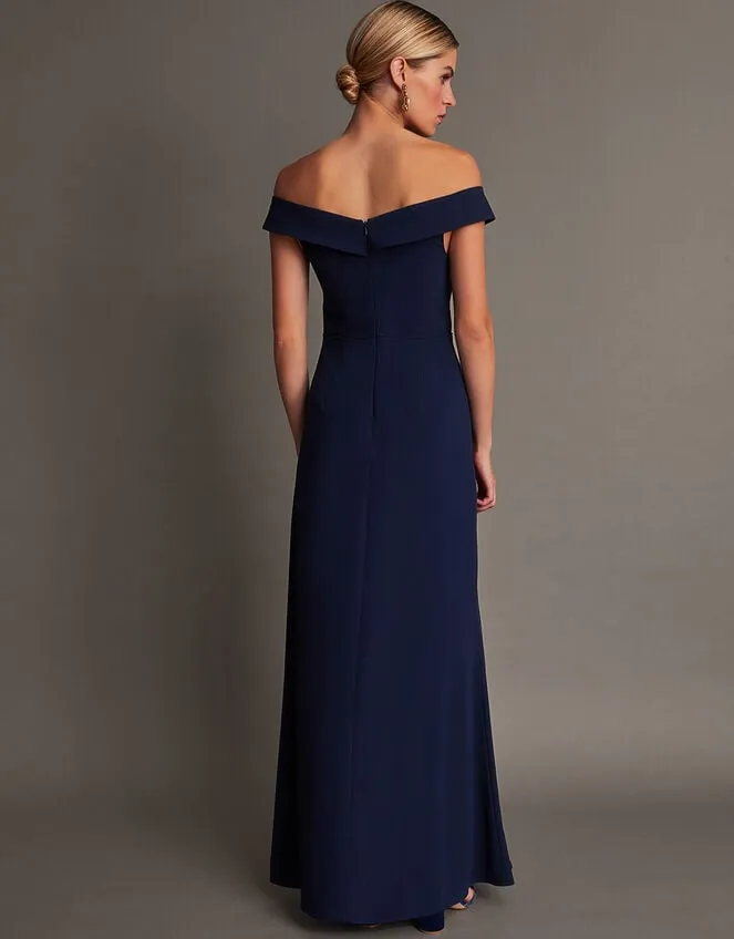 Women Beatrice Crepe Bardot Maxi Dress Blue Monsoon Occasionwear