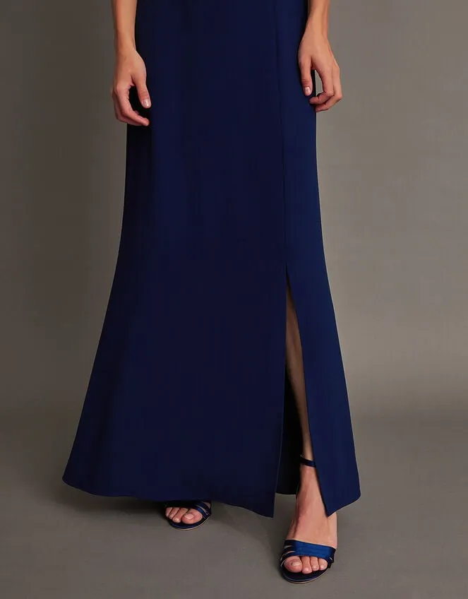 Women Beatrice Crepe Bardot Maxi Dress Blue Monsoon Occasionwear