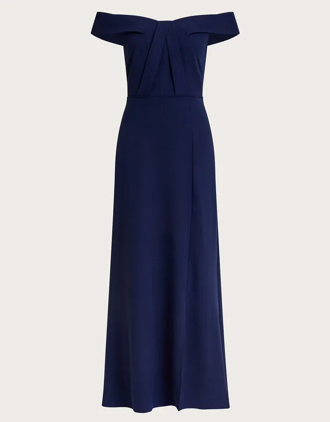 Women Beatrice Crepe Bardot Maxi Dress Blue Monsoon Occasionwear
