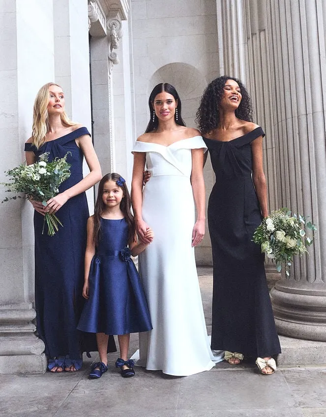 Women Beatrice Crepe Bardot Maxi Dress Blue Monsoon Occasionwear