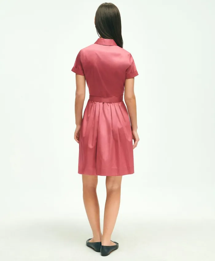 Women Belted Shirt Dress Dark Pink Brooks Brothers Dresses