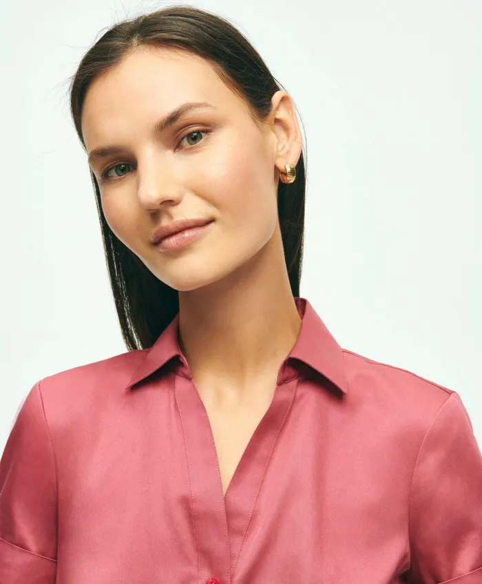 Women Belted Shirt Dress Dark Pink Brooks Brothers Dresses