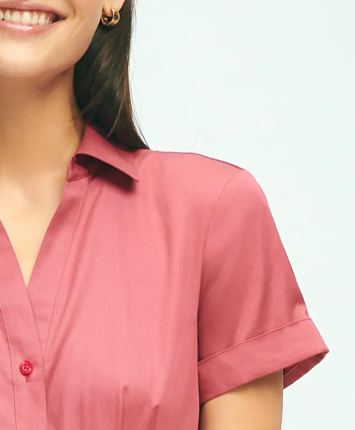 Women Belted Shirt Dress Dark Pink Brooks Brothers Dresses