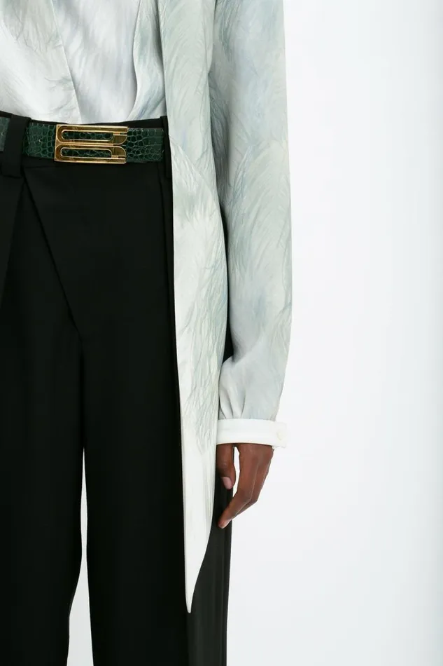 Women Belts Victoria Beckham Jumbo Frame Belt In Dark Forest CrocEffect Leather