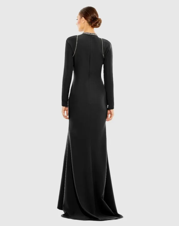 Women Best Sellers Mac Duggal Raglan Long Sleeve High Neck Gown Black Women Best Sellers Mac Duggal Raglan Long Sleeve High Neck Gown Black