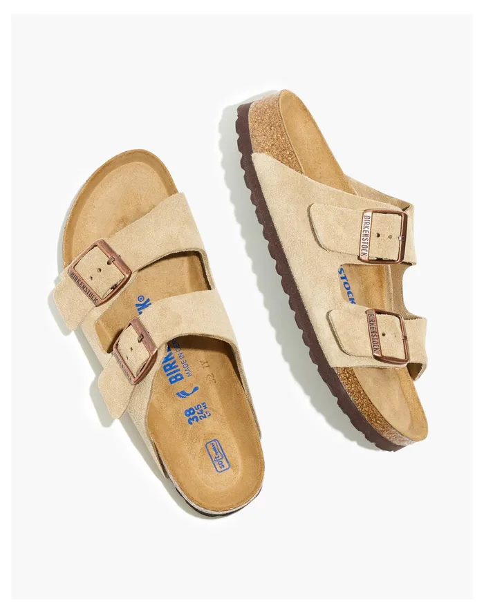 Women Birkenstock Arizona Soft Footbed Sandals In Nubuck Taupe Madewell Sandals