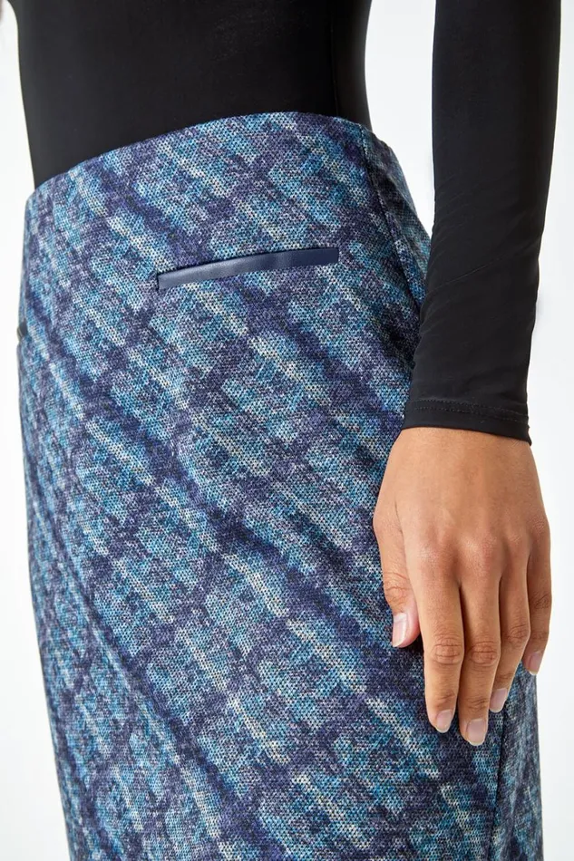 Women Black Check Print Elastic Waist Pencil Skirt Roman Skirts
