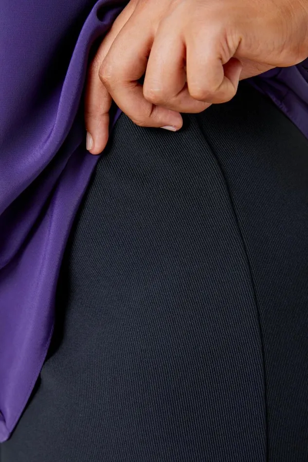 Women Black Curve Wide Leg Stretch Trouser Roman Trousers
