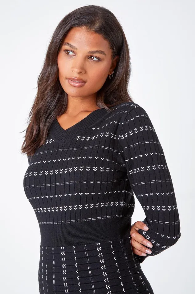 Women Black Heart Stripe Print Jumper Dress Roman Dresses